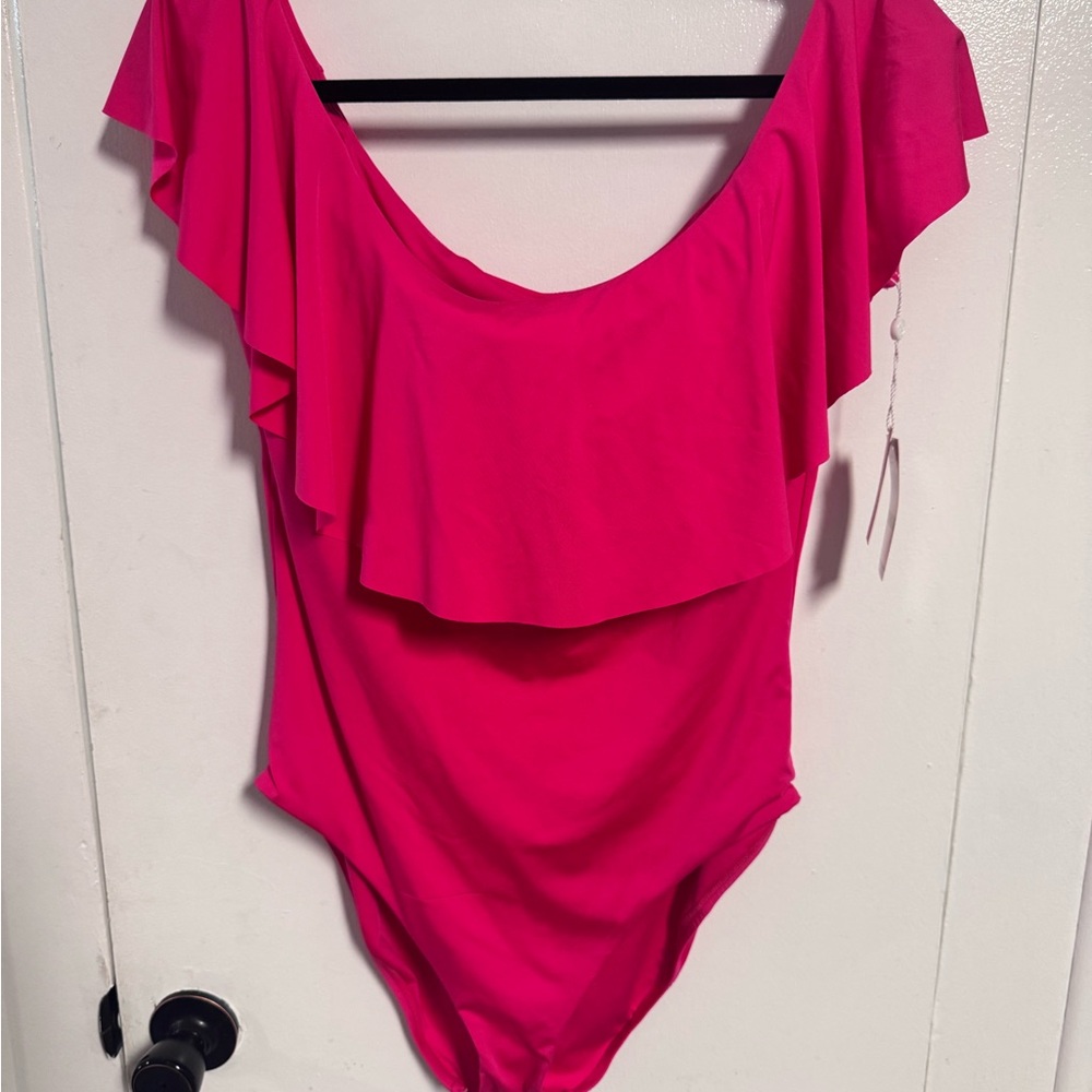 Trina Turk Pink Ruffled Bodysuit